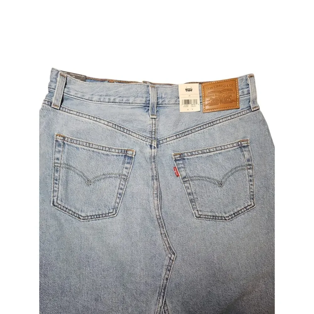 Levi's High Rise A Line Skirt Denim Light Wash Button Fly Women's Size 28
